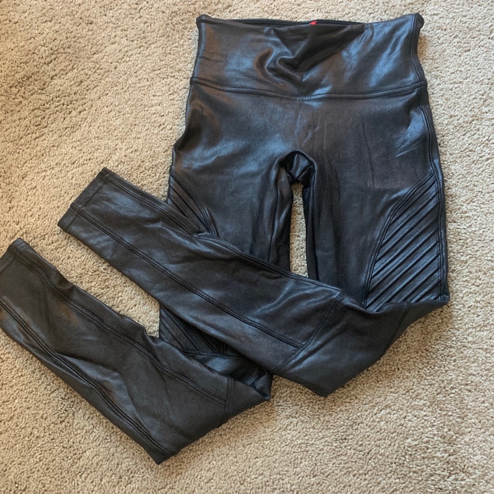 Spanx faux leather moto leggings